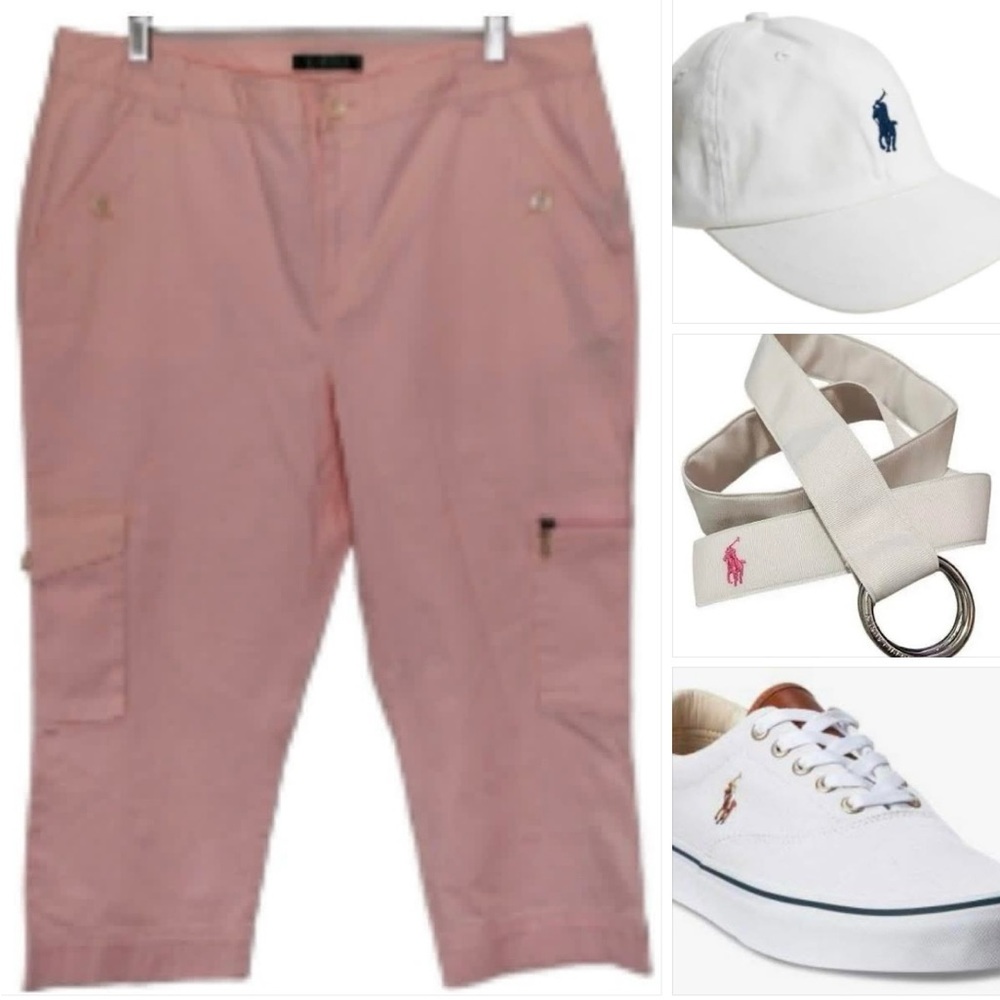 EC Lauren Ralph Lauren Y2K Pink Cargo Capri Pants Size 16